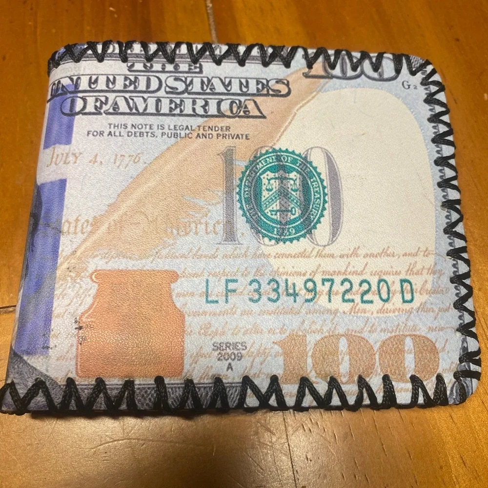 Men’s US Dollar Bill Bi-Fold Wallet Vegan Leather Credit Cards Identification - Picture 12 of 12